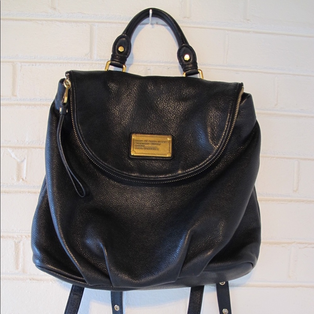 Marc Jacobs black leather backpack